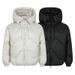 Men's Trendy Wave-Pattern Hooded Puffer Jacket, Winter Thickened Cotton Coat, Loose Fit, High Street Style, Black & Beige_voghion.com