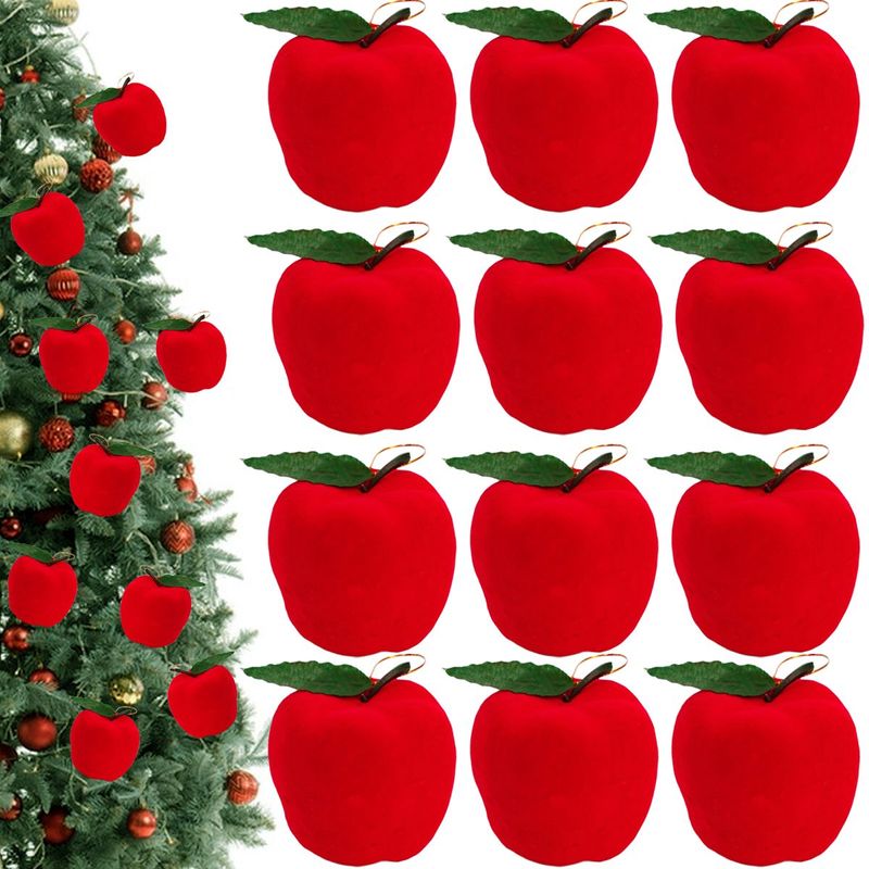 12Pcs Mini Christmas Ornament 2.1in Foam Red Ball Ornament Pendants Xmas Tree Hanging Decorations For Holiday Party Supplies_voghion.com