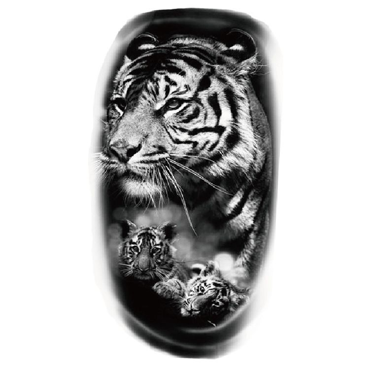 Tatouage autocollant à transfert d'eau, motif animal, fleur, demi-bras, tête de lion, tigre et loup, 2025_voghion.com