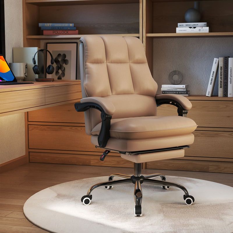 PU Leather Computer Chair Executive Task Chair-Coffee_voghion.com