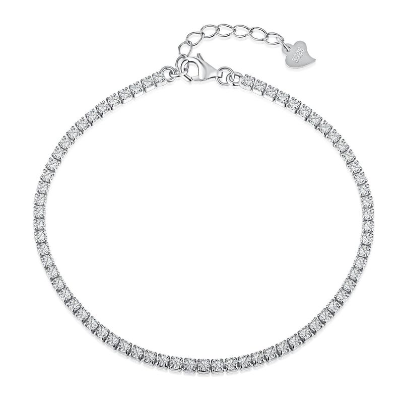 Tenniskette S Sterling Silber für Frauen 2.3.4MM Einreihig mit Zirkonia Volldiamant Armband Armreif Schmuck_voghion.com