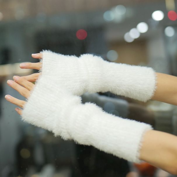Gants d'automne et d'hiver en polaire chaude tricotée épaisse, mitaines pour femmes, inspirés des célébrités d'Internet._voghion.com