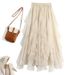 Spring and Autumn New waisted Irregular High end Mesh Half length Skirt for Women, Covering the Hips, Medium length,_voghion.com