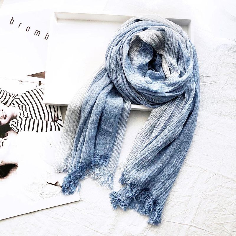 Literary style striped cotton and linen scarf women's shawl couple foreign trade scarf men's forest women's silk scarf_voghion.com
