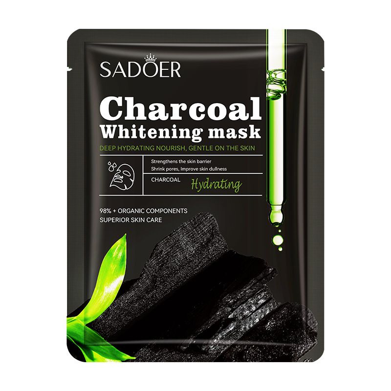 Full English SADOER Bamboo Charcoal Whitening Black Moisturizing Brightening Hydrating Face Mask Sheet_voghion.com