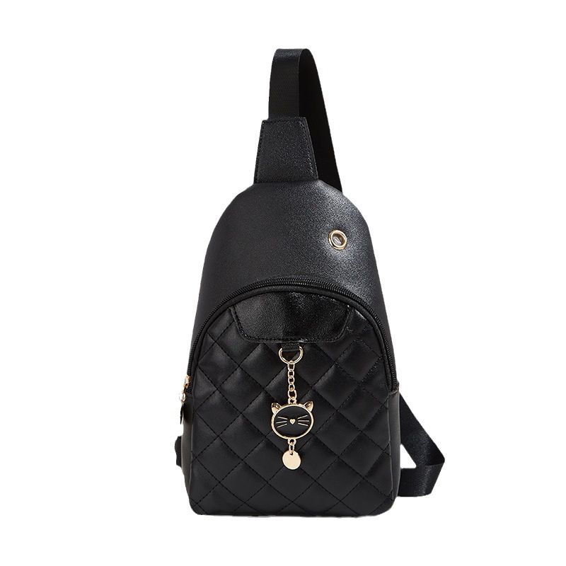 Women's 2024 New Women's Leather Diamond Chest Versatile Shoulder Bag_voghion.com
