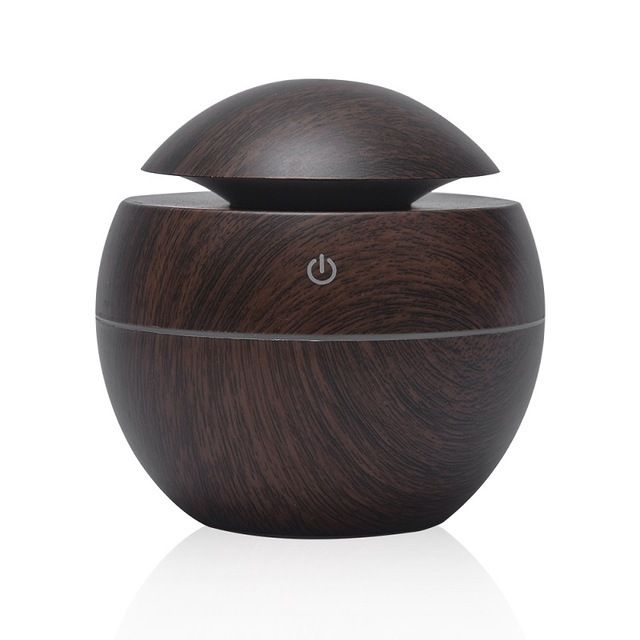 Wood Grain Ultrasonic Humidifier & Aroma Diffuser - Compact USB Mini Air Humidifier With 2-8H Timer, 36dB Quiet, 130ml For Home, Office_voghion.com