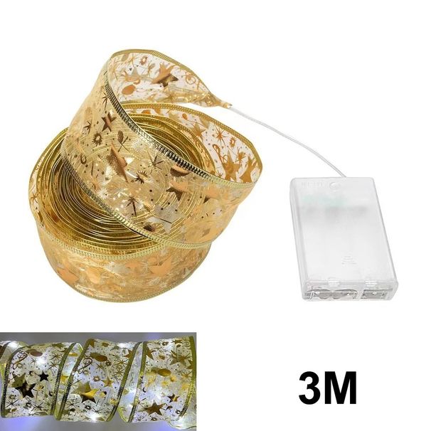 Christmas Ribbon Fairy Light Christmas Decoration DIY Bows String Light Tree Ornaments For Home 2025 Xmas Decor New Year Navidad_voghion.com