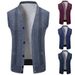 Men's Clothing Men's Slim Fit V-Neck Fleece Knit Vest - Lightweight, Stylish & Comfortable For Casual Wear (L-XXXL, Grey/Blue/Wine Red)_voghion.com