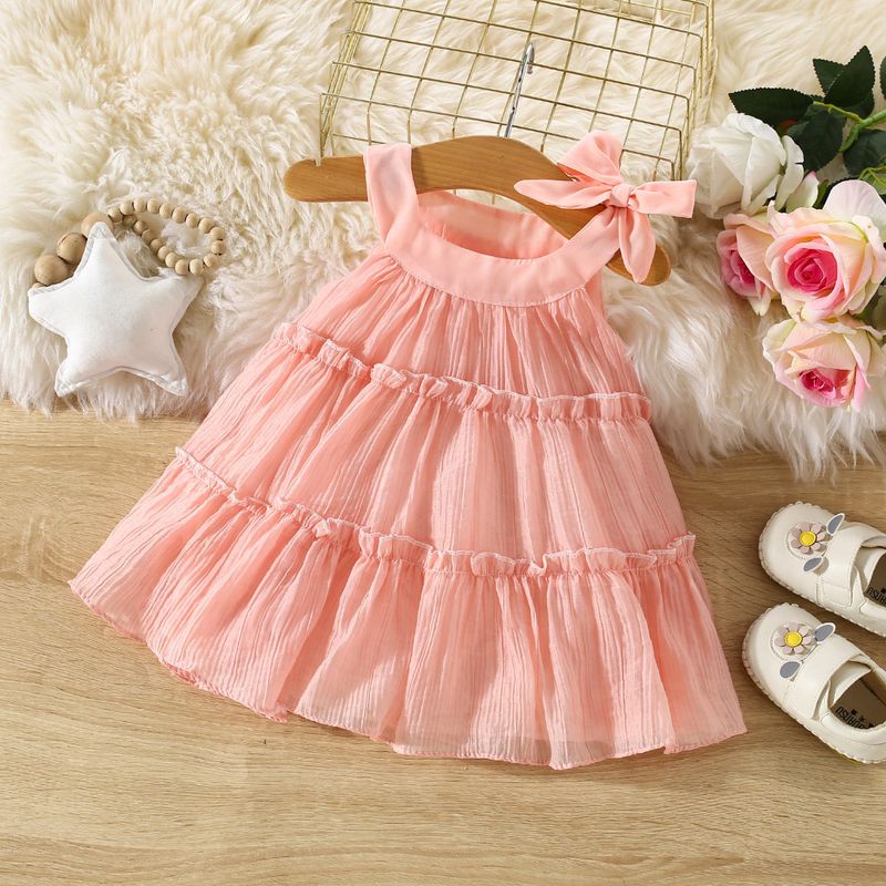 Robe d'été en mousseline de soie pour nouveau-né fille, couleur unie, style coréen, pour enfants de 0 à 4 ans_voghion.com