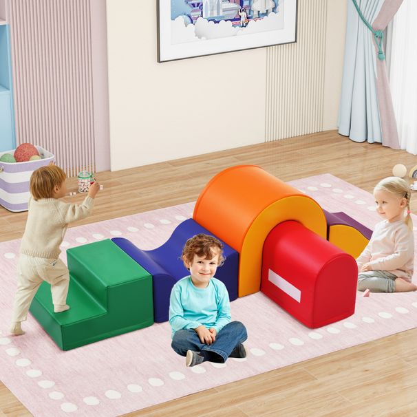 Blocs de construction géants en mousse souple et colorée 5 en 1 pour enfants – Idéal pour le jeu créatif, l'escalade, la marche à quatre pattes et le développement de la motricité_voghion.com