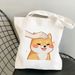 Shiba Inu Printed Canvas Bag Single Shoulder Backpack Student Casual Hand Shopping Bag_voghion.com