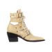 2021 Fashion Show Chunky Heel Hollow Lace-up Genuine Leather Belt Buckle Pointed Toe Ankle Boots Plus Size Shoes_voghion.com
