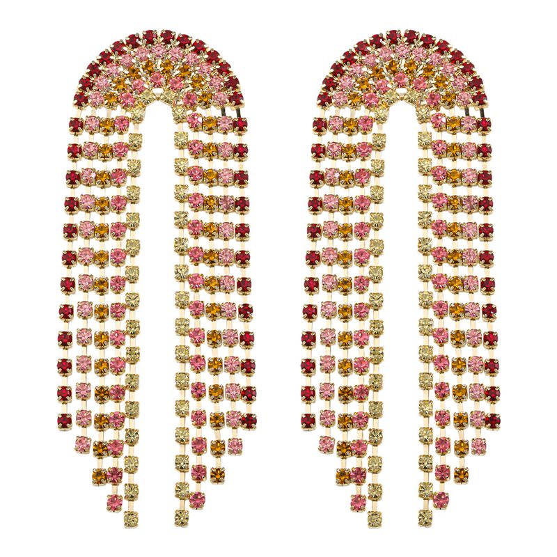 Persönlichkeit übertrieben bunte voller Diamant Quaste Ohrringe High-End-Super-Flash-Design Ohrringe Temperament Ohrringe_voghion.com