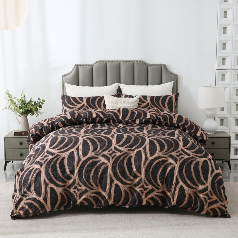 Nordic Geometric Fitted Sheet Set - Active Dyed & Brushed Polyester, Multiple Sizes (US/EU/AU/DE/ES), Hotel & Home Use_voghion.com