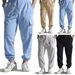 Pantaloni casual multitasche da uomo con colletto chiuso, pantaloni a gamba dritta in cotone e lino_voghion.com