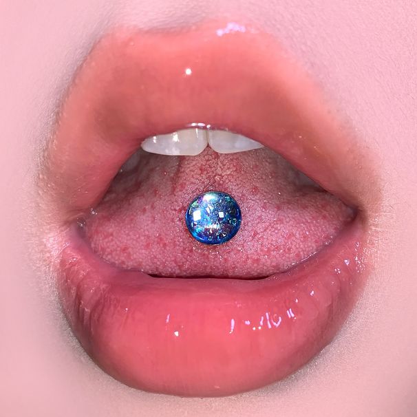 Broken Diamond Gypsy Tongue Nail, Perforated Steel Titanium External Thread Personalized Tongue Nail, Puncture Jewelry_voghion.com