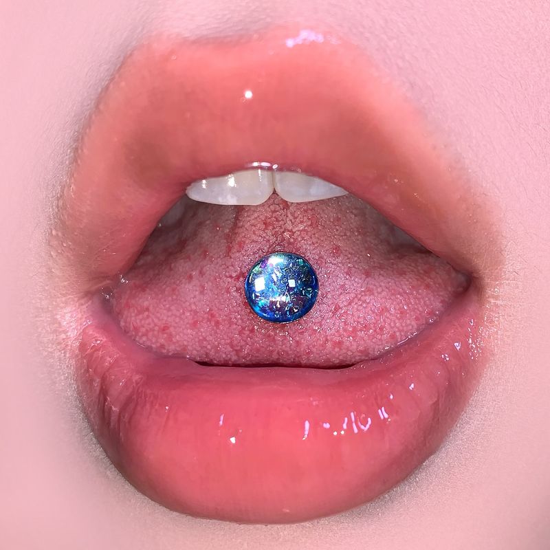Unghia per lingua zingara con diamante rotto, unghia per lingua personalizzata con filettatura esterna in titanio e acciaio perforato, gioielli antiforatura_voghion.com