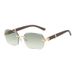 Brand Designer Diamond Cut Rimless Women Wood Color Frame Small Rectangle Men Sunglasses with Custom_voghion.com