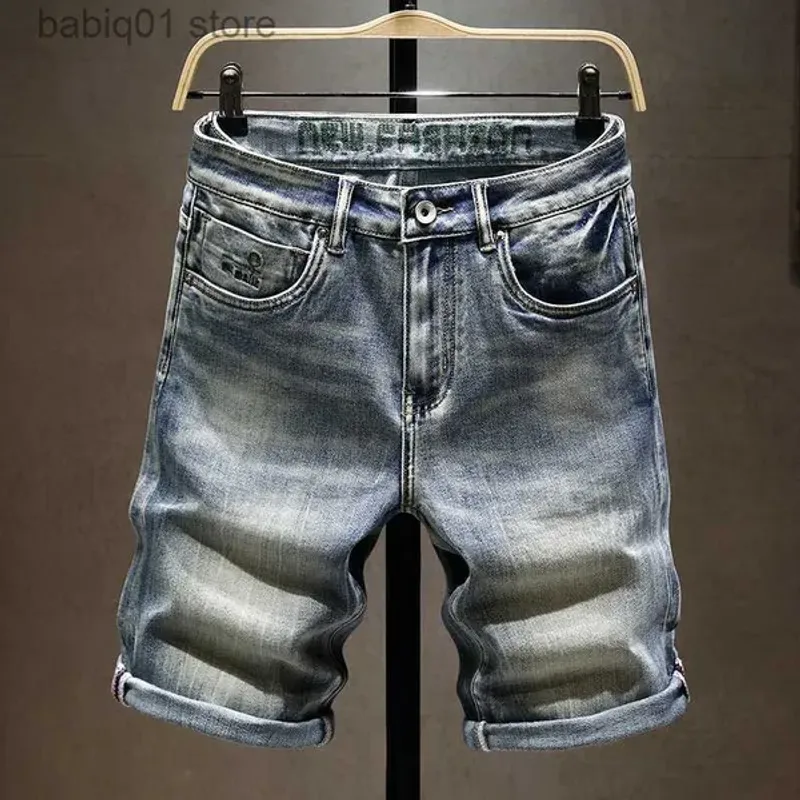 Summer New Men's Stretch Short Jeans Fashion Casual Slim Fit High Quality Elastic Denim Shorts Male Brand Clothes_voghion.com