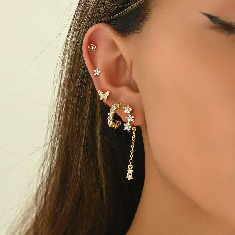 Ins style niche design, star studded with zircon stars, versatile earring set, simple earrings_voghion.com