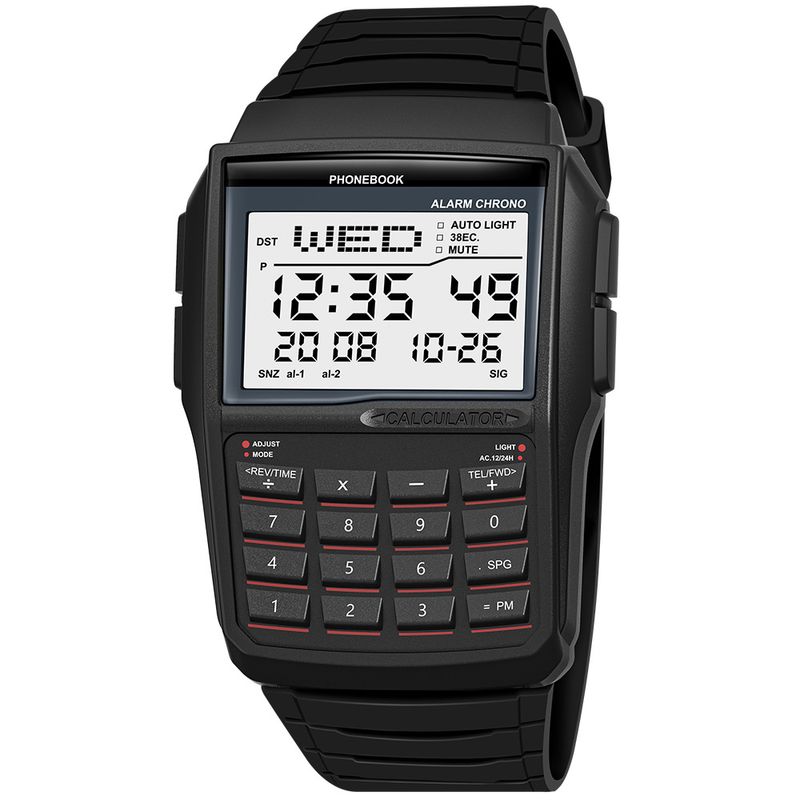 Reloj electrónico para hombre con calculadora multifuncional y agenda de números telefónicos a la moda, resistente al agua y con luz nocturna_voghion.com
