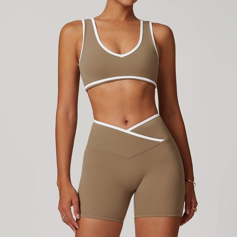 Dameskleding Cross High Waist Sportpak Vrouwelijke Contrasterende Kleur Rugloze Strakke Nude Yogapak Hardlopen Fitness_voghion.com