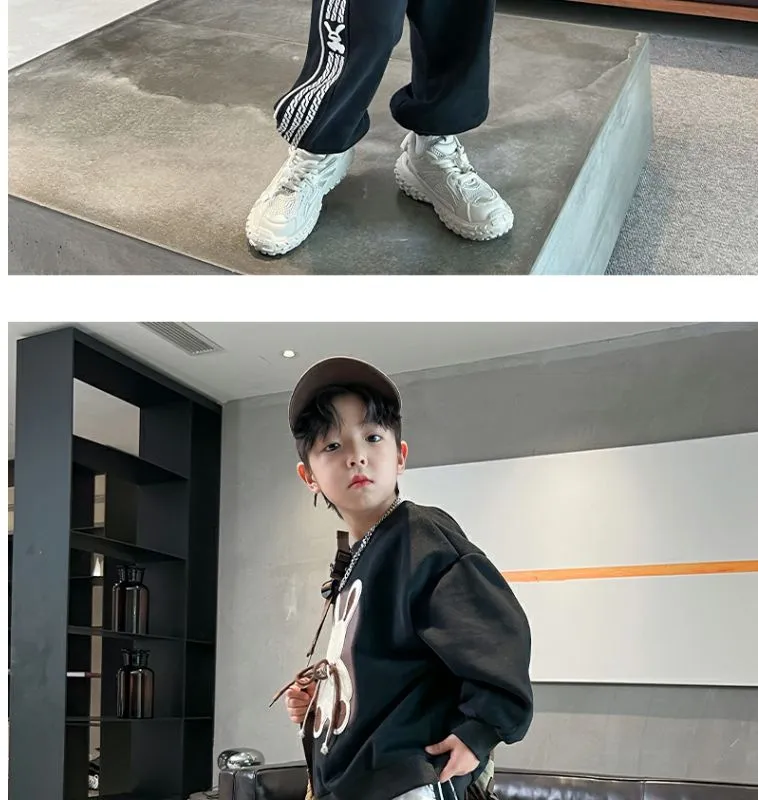 kids'clothing Vêtements pour enfants garçon dessin animé lapin moyen sport pour enfants explosion rue style étranger deux pièces mode_voghion.com