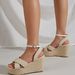 Women's Shoes Large Size Spring And Summer High Heels All Match Thick Soled Platform Shoes One Word Buckle Strap Straw Bottom Wedge Sandals_voghion.com