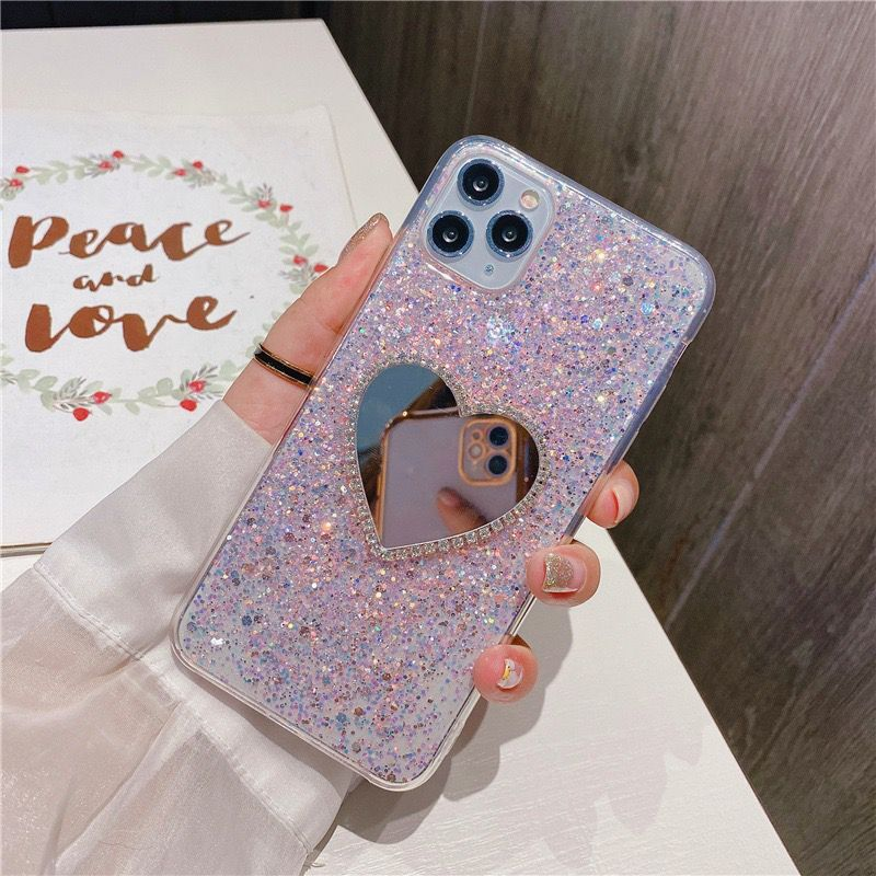 Di modo di Scintillio di Paillettes Cassa Del Telefono Dello Specchio Per VIVO Y50 Y30 Y15 Y12 Y19 Y91 Y95 V19 V15 V20 SE X60 x27 Y51 2020 TPU Posteriore_voghion.com