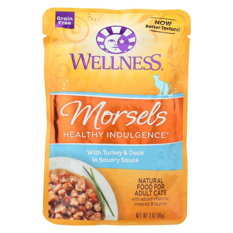 Wellness Pet Products Cat Food - Morsels With Turkey And Duck In Savory Sauce - Case Of 24 - 3 Oz._voghion.com