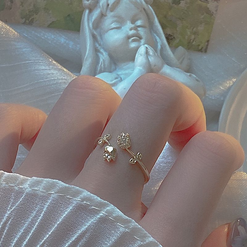 Stempel VENTFILEL Gold Farbe Rose Blume Ring für Frauen Mädchen Geschenk Einstellbare Zirkone Schmuck Dropshipping Ganze_voghion.com
