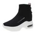 Women's Chunky Sole Platform Sneakers - Breathable High-Top Lace-Up Shoes With Back Zipper For Casual & Sporty Style_voghion.com