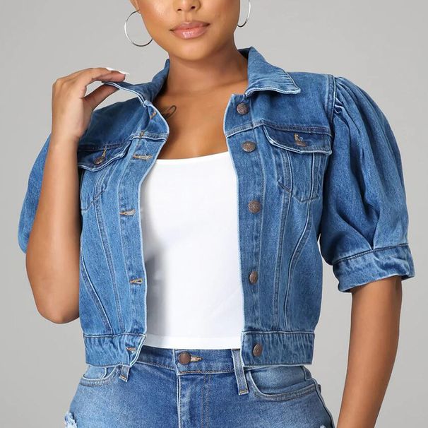 Veste en jean femme offre spéciale Denim manches courtes mode rétro Denim vêtements d'extérieur_voghion.com
