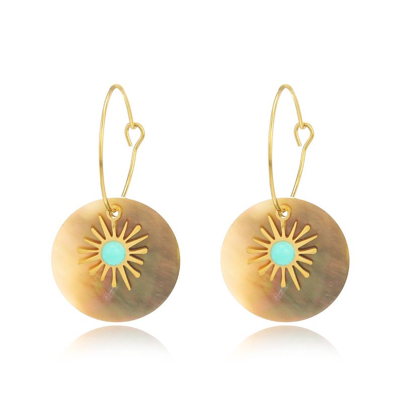 Natürliche Muschelohrringe, Nischendesign, hochwertige künstliche Türkisohrringe, Schmuck für Damen_voghion.com