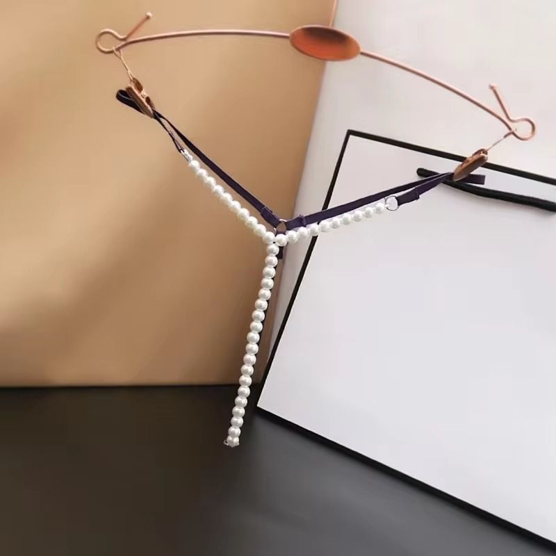 Perlenbesetzte Unterwäsche für niedrige Taille, T-förmiger, ouverter G-String in Übergröße, sexy erotische Dessous, heiße Damen-Unterhosen_voghion.com