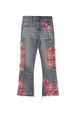 Herrenbekleidung Amerikanische Retro-Spitzen-Patchwork-Rippendesign-gerade Jeans Herrenmodemarke lockere Distressed-Hose mit weitem Bein_voghion.com