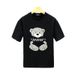 Camiseta masculina de manga curta bordada Little Bear para jovens, gola redonda, verão 2024, nova, desenho animado, manga curta_voghion.com