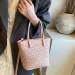 Free Shipping Designer Women's Fashion Weave Texture Handbag Bucket Casual Simple Shoulder Crossbody Portable Shopping_voghion.com