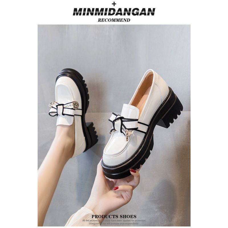 Stile britannico piccolo per le donne primavera e autunno scarpe singole 2023 nuovo inverno versatile vernice punta tonda_voghion.com