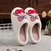Women's Cozy Fluffy Slippers With Bow And Cherry Print, Non-Slip Indoor House Shoes, Warm Winter Fuzzy Slides For Home Comfort Winter Plush Slippers_voghion.com