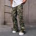 Men's Clothing Camouflage Overalls Retro High Street Loose Straight Pants_voghion.com