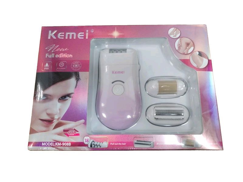 Kemei Lady Shaver 3 In 1 Luxurious Hair Removal System/Epilator/Rechargeable_voghion.com