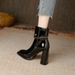 Stivali alla caviglia alti con punta quadrata da 8,5 cm per donna, autunno e inverno, in pelle alla moda, con tacco spesso e lucido_voghion.com