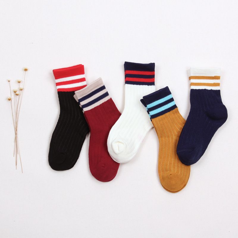 20 paare/satz baumwolle kinder drei bars mid-rohr socken kinder dance socken student socken_voghion.com