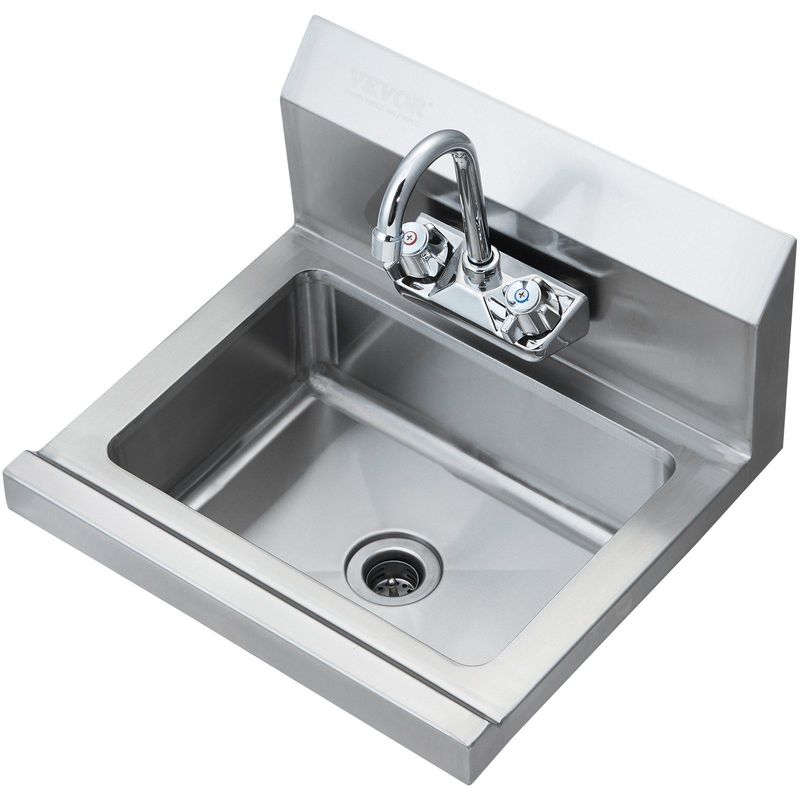 VEVOR Commercial Hand Sink With Faucet, NSF Stainless Steel Sink For Washing, Small Hand Washing Sink, Wall Mount Hand Basin, Utility Sink For Restaurant, Kitchen, Bar, Garage And Home, 17 X 12.8 Inch_voghion.com
