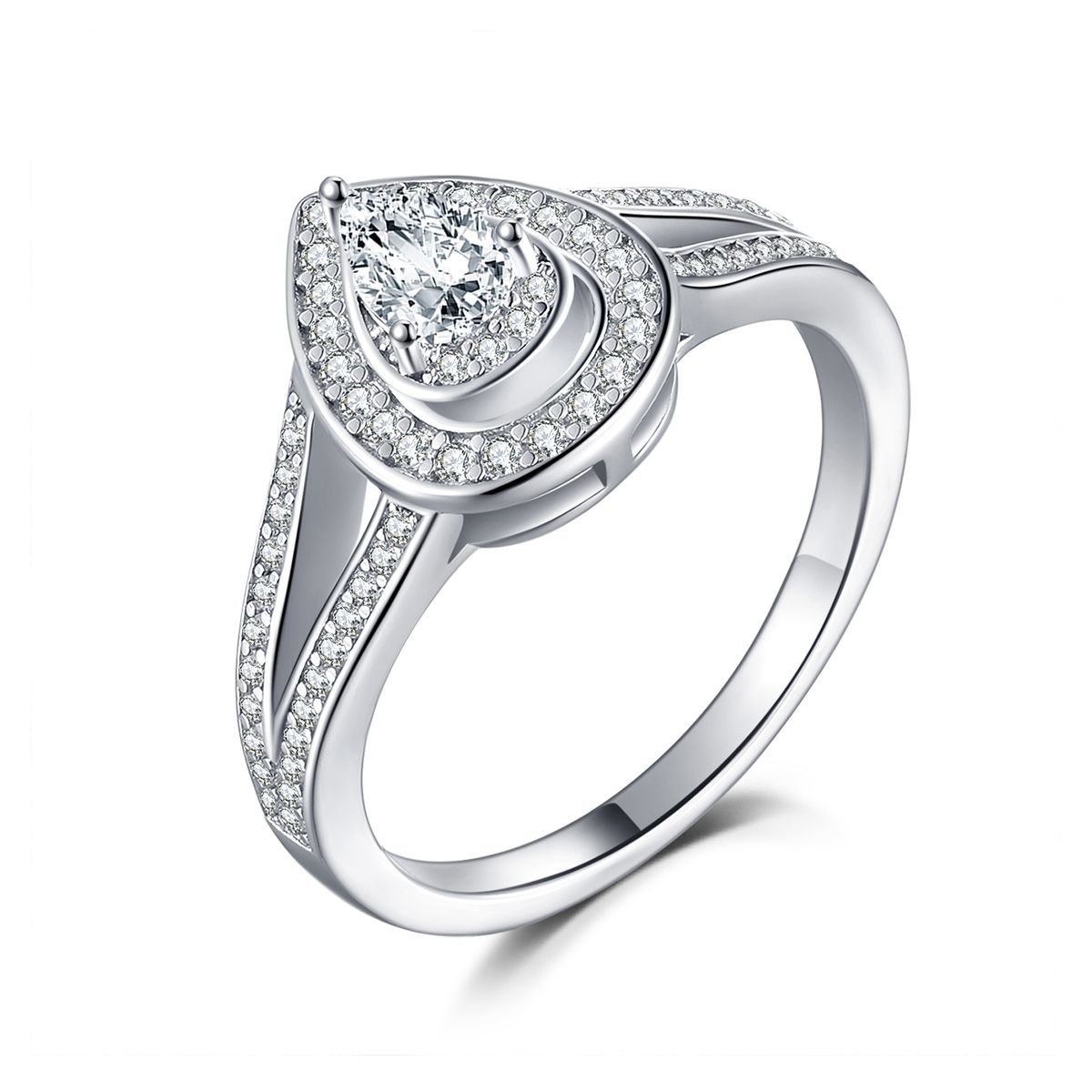Anello con zircone a forma di pera - Anello con diamanti a goccia in argento sterling 925 (edizione lusso)_voghion.com