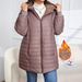Giacca lunga con cappuccio e fodera in pile per donna – Cappotto invernale comodo con chiusura a zip (L/XL/XXL/XXXL)_voghion.com