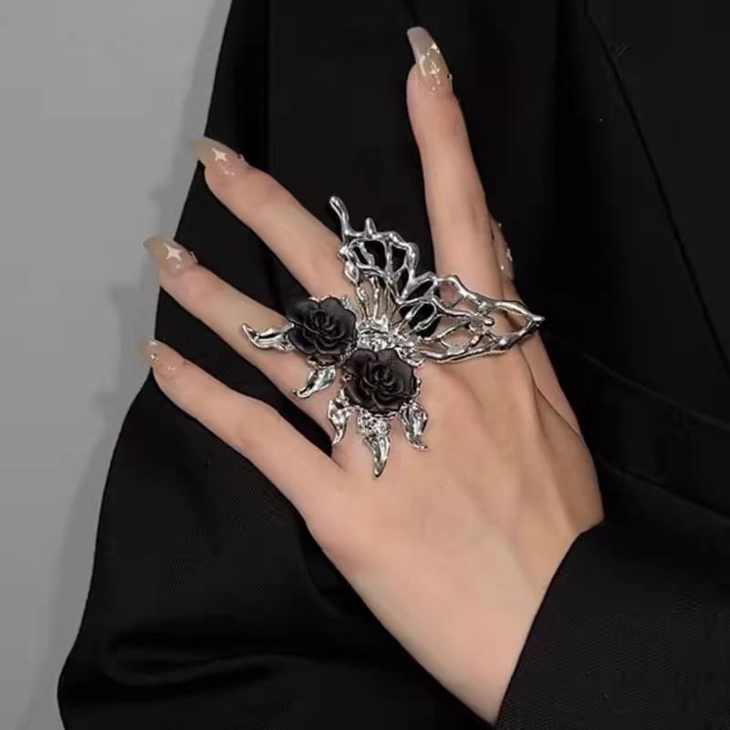 Liquid Large Butterfly Ring For Women, Unique Creative Open Finger Ring, High-end Minimalist Style Jewelry Trend_voghion.com