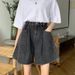 Damenbekleidung Neue Jeansshorts für Damen mit hoher Taille, schmale, große Größe, lockere, dünne, weit geschnittene Fünf-Punkt-Hosen für Studenten_voghion.com